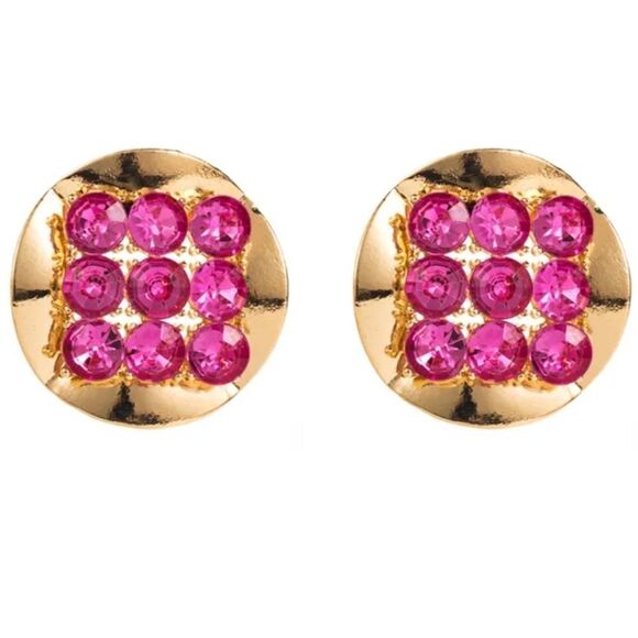 New ZARA  Exaggerated Gold circular statement earrings with rhinestone appliqués - Picture 1 of 10